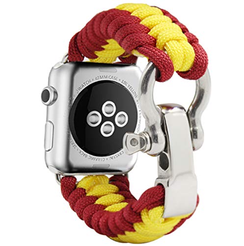 ESTUYOYA - Pulsera de Cuerda Compatible con Apple Watch Colores Bandera de España Transpirable Cierre de Seguridad Acero Inoxidable para Aventura 42mm 44mm Series 6/5 / 4/3 / 2/1 / SE/Nike+