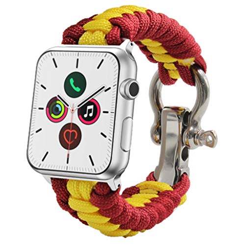 ESTUYOYA - Pulsera de Cuerda Compatible con Apple Watch Colores Bandera de España Transpirable Cierre de Seguridad Acero Inoxidable para Aventura 42mm 44mm Series 6/5 / 4/3 / 2/1 / SE/Nike+