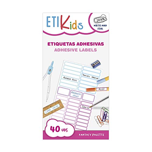 ETIKIDS 40 Etiquetas adhesivas laminadas personalizables multiusos (Fantasia)