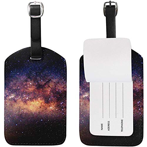 Etiqueta de Equipaje Galaxy Space Etiqueta de identificación de Viaje Cuero para Maleta de Equipaje 2 Piezas