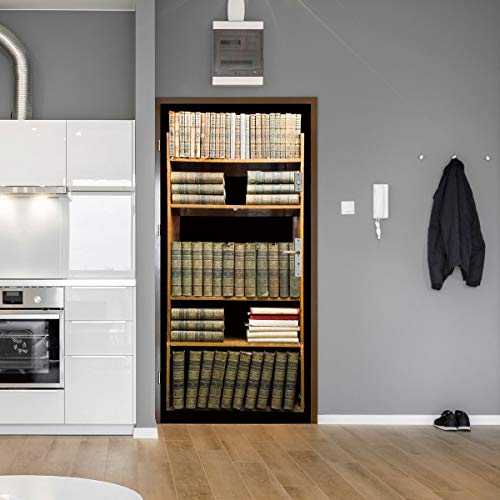 Etiqueta De Puerta 3D Ideas Para Amueblar Estanterías Etiqueta De Pared Impermeable De Pvc Adhesivo Fotográfico Pegatina Arte Hd Etiqueta De Pared Baño Cocina Dormitorio Decoración 77X200Cm