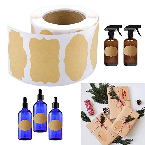 Etiquetas Adhesivas Kraft, 500pcs Etiquetas Adhesivas Hornear, Blanco Etiquetas Congelador, Etiquetas Autoadhesivas Tarros Alimentos para Botellas Mermelada, Frascos, Hecha a Mano, Oficina