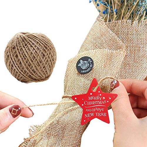 Etiquetas de papel con cuerda, 600 piezas de etiquetas colgantes de papel redondas en forma de árbol de Navidad con 54,6 yardas de cuerda para La