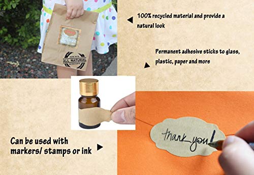 Etiquetas Kraft Etiqueta autoadhesiva de papel Kraft DIY Etiquetas adhesivas Kraft en blanco Etiquetas de regalo para tarros de albañil y decoración de regalo, 18 hojas (204 piezas)