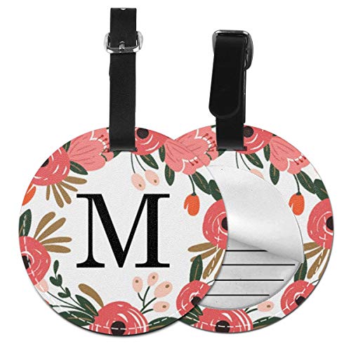 Etiquetas para Equipaje Bolso ID Tag Viaje Bolso De La Maleta Identifier Las Etiquetas Maletas Viaje Luggage ID Tag para Maletas Equipaje Letra M Guirnalda Floral Palabra 7