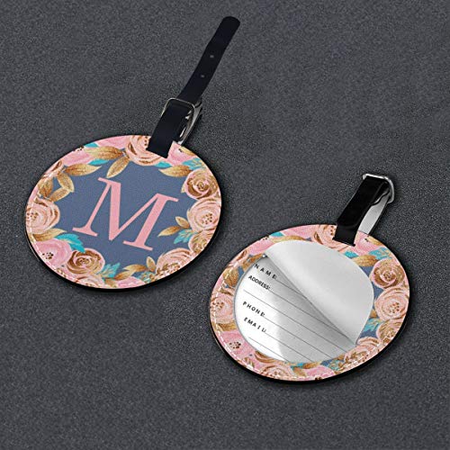 Etiquetas para Equipaje Bolso ID Tag Viaje Bolso De La Maleta Identifier Las Etiquetas Maletas Viaje Luggage ID Tag para Maletas Equipaje Letra M Guirnalda Floral Palabra 6