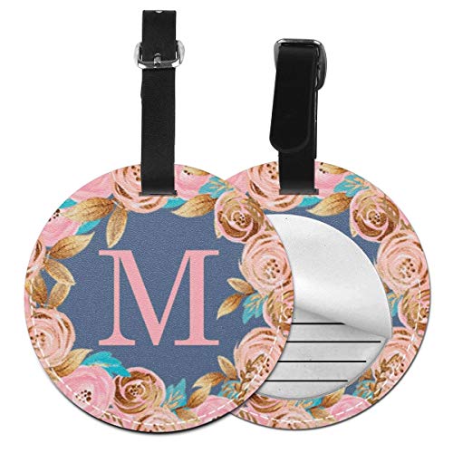 Etiquetas para Equipaje Bolso ID Tag Viaje Bolso De La Maleta Identifier Las Etiquetas Maletas Viaje Luggage ID Tag para Maletas Equipaje Letra M Guirnalda Floral Palabra 6
