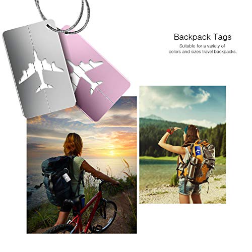 Etiquetas para Equipaje,Yosemy 12pcs identificador de Maletas de Etiqueta de Aluminio Plano patrón Equipaje Bolso ID Tag portatarjetas con Llavero