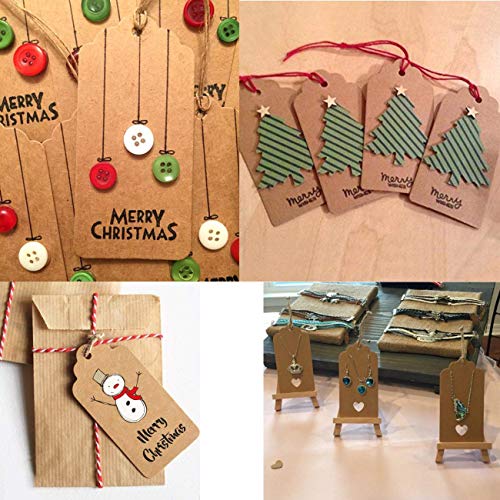 Etiquetas Regalo, EKKONG 200 Etiquetas de Regalo 9cm x 4cm con cuerda 60M - para bodas, cumpleaños y Navidad