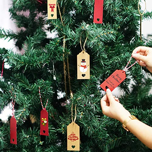 Etiquetas Regalo, EKKONG 200 Etiquetas de Regalo 9cm x 4cm con cuerda 60M - para bodas, cumpleaños y Navidad