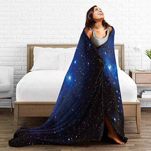 Etryrt Manta, Blanket Blue Galaxy Starry Sky Fleece Blanket Foldrable Throw Blanket Washable Couch Sofa Fuzzy Blanket Reversible Plush Blanket Beach Blanket for Home Office