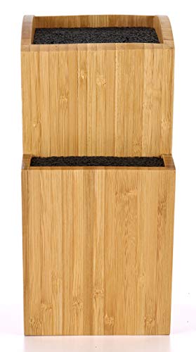 ETTU - Soporte Universal para Cuchillos sin Ranuras - 2 Bloques - Madera de Bambú - Extragrande, Dos Niveles - Almacenaje Seguro y Conveniente para Cuchillos y Utensilios Grandes y Pequeños