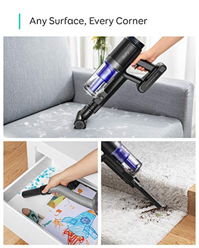 eufy HomeVac S11 Go, aspiradora escoba inalámbrica, liviana, inalámbrica, potencia de aspiración de 120 AW, batería extraíble, limpieza profunda tanto para alfombras como para suelos duros (Negro)