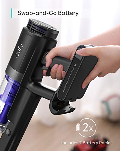 eufy HomeVac S11 Infinity, aspiradora escoba inalámbrica, liviana, inalámbrica, potencia de aspiración de 120 AW, limpieza profunda tanto para alfombras como para suelos duros (negro)