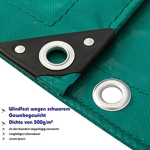 EUGAD Lona Impermeable Exterior PVC Universal con Ojales Toldo y Duradera Resistente al Agua y a los Rayos UV, Muy Gruesa para Muebles，jardín ，Coche, Piscina Color Verde 3x5m 0125PB
