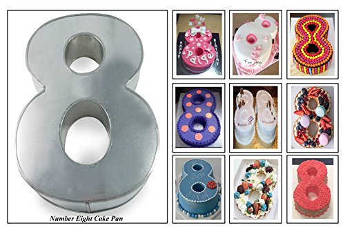 EURO TINS molde para tarta de cumpleaños de número pequeño OCHO 8 (tamaño 25 x 18 cm - 5,5 cm de profundidad)