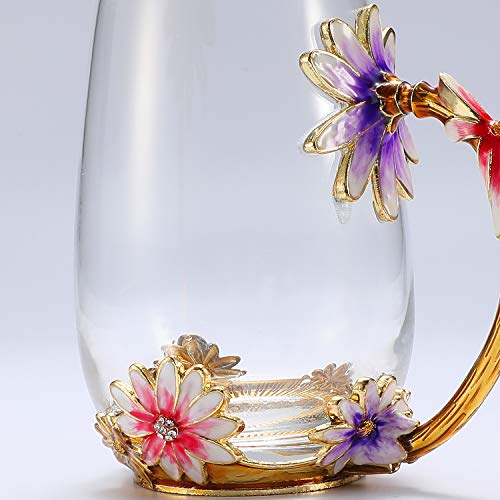 Evecase - Tazas de cristal transparente esmaltadas, sin plomo, con cuchara de acero y caja de regalo, regalo personalizado para mujeres, esposa, madre, profesora, amiga, cumpleaños, día de la madre