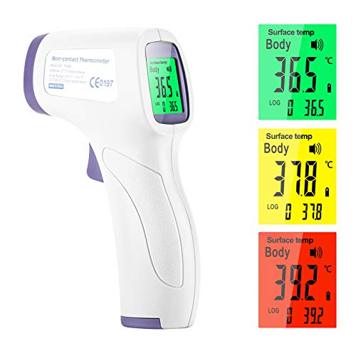 Eventronic Termómetro de frente infrarrojo digital Medición de temperatura de alta precisión sin contacto, con lectura inmediata para bebés y adultos