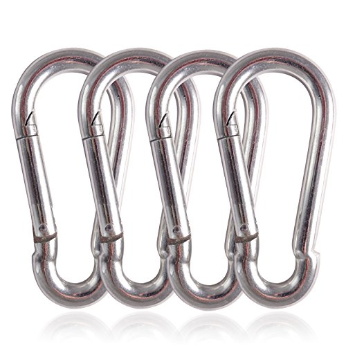 everlar® Set de mosquetones de 4 piezas I 6mm XS, 120kg I Fijación segura y fácil de saco de boxeo, parrilla giratoria, toldo, llave etc.