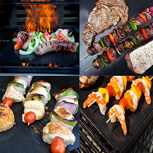 Everteco BBQ Mat, Estera de Barbacoa Barbacoa Mat Reutilizable Estera Antiadherente con Acabado de Teflón para Horno - 43x32cm (Set de 5)