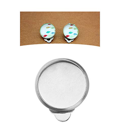 EXCEART 20pcs 12mm clip de la bandeja del clip del oído en el pendiente en blanco pendiente no perforado suministros accesorios para el oído plata