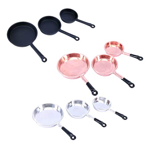 EXCEART 3 Piezas Sartenes en Miniatura Sartenes Mini Utensilios de Cocina Casa de Muñecas Accesorios de Cocina para Casa de Muñecas Decoración en Miniatura Muebles Niños Jugar Juguete Regalo (Plata)