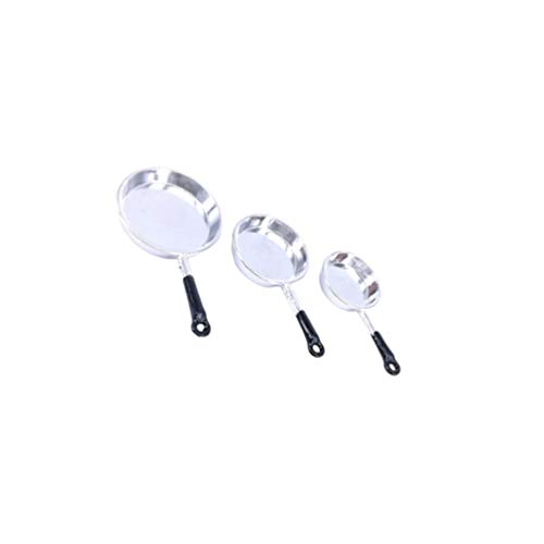 EXCEART 3 Piezas Sartenes en Miniatura Sartenes Mini Utensilios de Cocina Casa de Muñecas Accesorios de Cocina para Casa de Muñecas Decoración en Miniatura Muebles Niños Jugar Juguete Regalo (Plata)