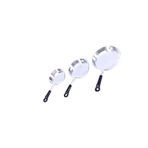 EXCEART 3 Piezas Sartenes en Miniatura Sartenes Mini Utensilios de Cocina Casa de Muñecas Accesorios de Cocina para Casa de Muñecas Decoración en Miniatura Muebles Niños Jugar Juguete Regalo (Plata)