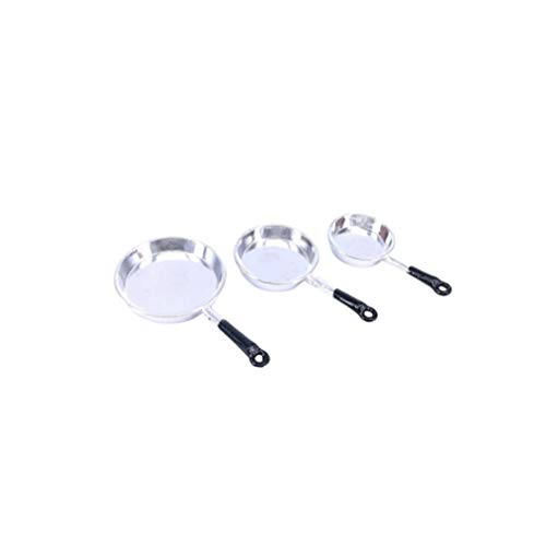 EXCEART 3 Piezas Sartenes en Miniatura Sartenes Mini Utensilios de Cocina Casa de Muñecas Accesorios de Cocina para Casa de Muñecas Decoración en Miniatura Muebles Niños Jugar Juguete Regalo (Plata)
