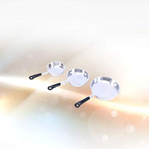 EXCEART 3 Piezas Sartenes en Miniatura Sartenes Mini Utensilios de Cocina Casa de Muñecas Accesorios de Cocina para Casa de Muñecas Decoración en Miniatura Muebles Niños Jugar Juguete Regalo (Plata)