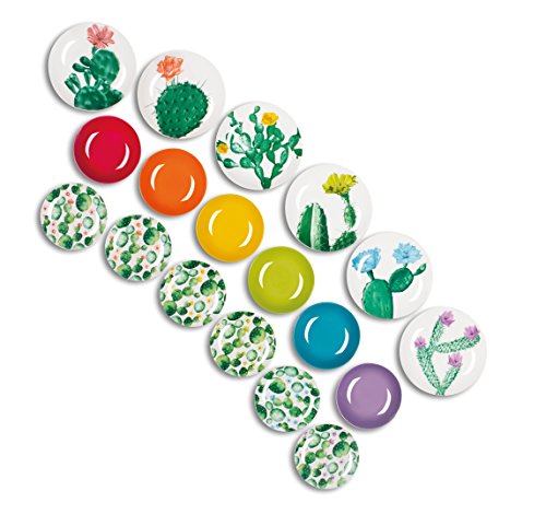 Excelsa Color Cactus - Vajilla de 18 piezas, porcelana y cerámica, multicolor, unidad