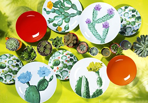 Excelsa Color Cactus - Vajilla de 18 piezas, porcelana y cerámica, multicolor, unidad