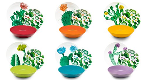 Excelsa Color Cactus - Vajilla de 18 piezas, porcelana y cerámica, multicolor, unidad