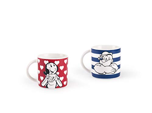 Excelsa popeye & Olivia juego de 2 tazas de café, Porcelana, roja y Azul