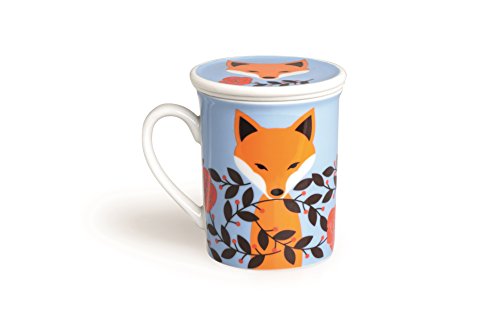 Excelsa - Taza para infusiones con Filtro y Tapa Fox, de Porcelana, Multicolor, 8 x 10 x 10 cm