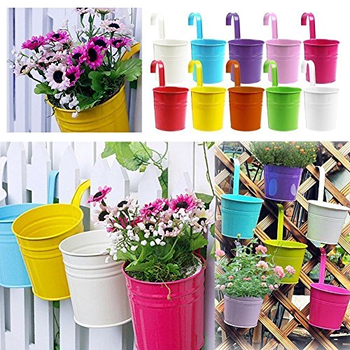 Excerando 10pcs Flor potes 10 colorea el Hierro del Metal Que florece el Colgante de la Planta del jardín del balcón Que Planta la decoración casera