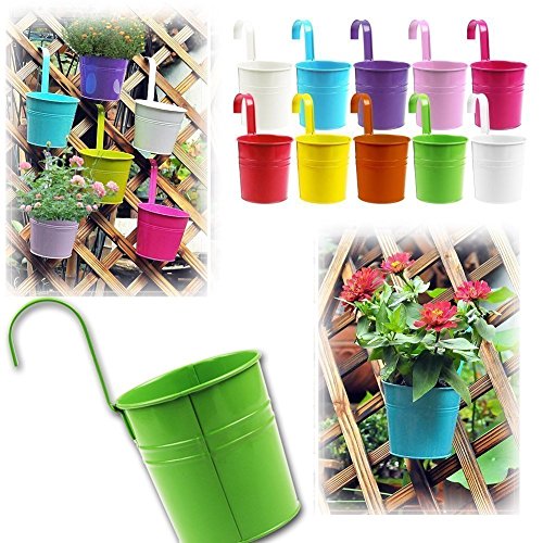 Excerando 10pcs Flor potes 10 colorea el Hierro del Metal Que florece el Colgante de la Planta del jardín del balcón Que Planta la decoración casera