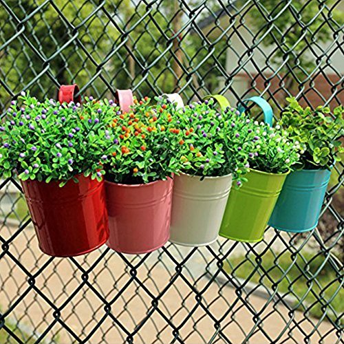 Excerando 10pcs Flor potes 10 colorea el Hierro del Metal Que florece el Colgante de la Planta del jardín del balcón Que Planta la decoración casera