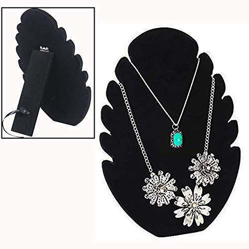 Expositor de Collares de Terciopelo, Soporte de Joyería de Terciopelo Negro, Expositor Collar para Colgar Collares, con 5 Muescas, para Cadenas, Almacenamiento de Pulseras, 8 x 11 x 0.6 Pulgadas