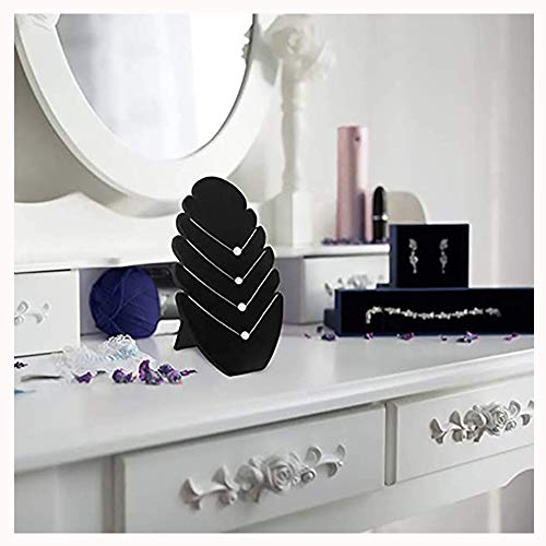 Expositor de Collares de Terciopelo, Soporte de Joyería de Terciopelo Negro, Expositor Collar para Colgar Collares, con 5 Muescas, para Cadenas, Almacenamiento de Pulseras, 8 x 11 x 0.6 Pulgadas