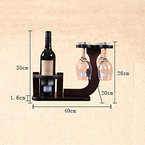 Expositor de vino de madera maciza desmontable con soporte for copa for 1 botella de vino y 4 tazas for sala de estar, dormitorio, comedor, bar, club, bar, sala de recepción de la empresa, bodega