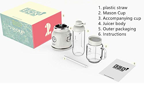 Exprimidor Exprimidor Exprimidor Retro Exprimidor Portátil Exprimidor Doméstico Mini Exprimidor Automático de Frutas Exprimidor de Frutas y Verduras Extractor de Nutrición,White