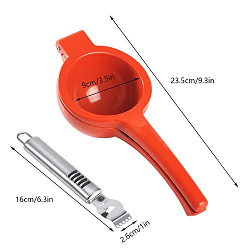 Exprimidor Limón Manual, exprimidor grande de exprimidor de limón con rallador de limón Aleación de aluminio Exprimidor de naranja cítrica Prensa manual Manual Exprimidor de fruta rojo (diámetro 9 cm)