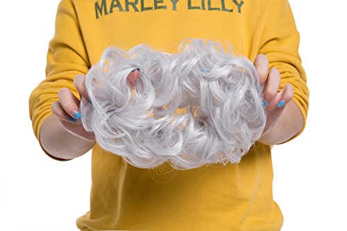 Extensión del cabello moño Extensiones de cabello elástico Moño Updo Extensiones de cola de caballo Cola de caballo Cabello rizado Donut 40g, Gris plateado