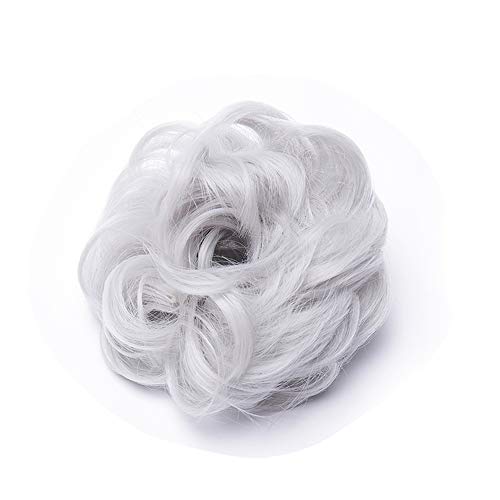 Extensión del cabello moño Extensiones de cabello elástico Moño Updo Extensiones de cola de caballo Cola de caballo Cabello rizado Donut 40g, Gris plateado