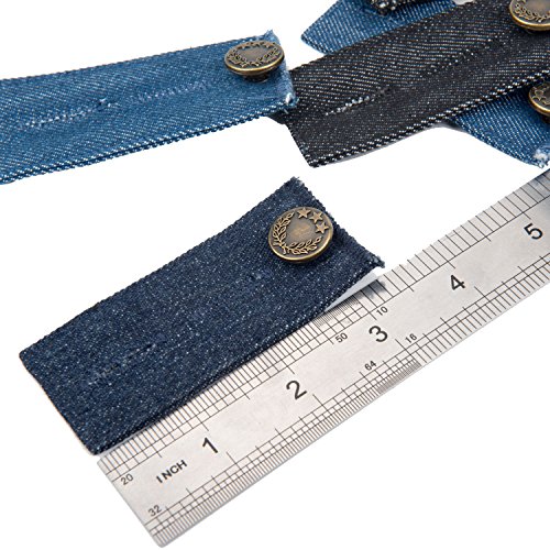 Extensor de cintura con botón de metal, 6 piezas, para pantalones, pantalones y falda, color negro, azul y azul oscuro