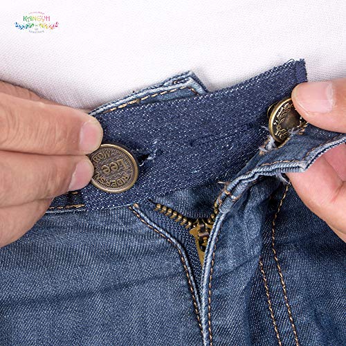 Extensor de cintura con botón de metal, 6 piezas, para pantalones, pantalones y falda, color negro, azul y azul oscuro