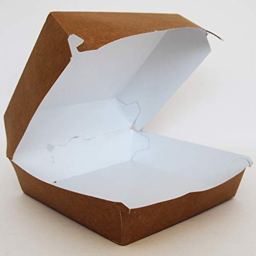 Extiff - Lote de 50 Cajas para Hamburguesa, Grandes y Altas, de cartón Reciclado, 14 x 12,5 x 5,5 cm