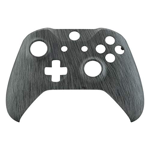 eXtremeRate Carcasa para Xbox One Funda Delantera Carcasa Frontal Kit de reemplazo Tacto Suave Placa Frontal para Mando Controlador de Xbox One X Xbox One S-Modelo 1708(Plata Cepillada)