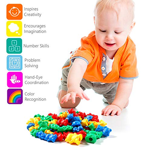 EXTSUD Juguete Montessori de Ositos, Juguete Clasificar Colores Juguetes Educativos de Reconocimiento de Números y Colores para Niños